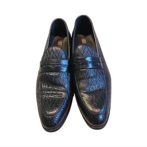 Sergio Cerruti Italian Black Woven Leather Loafers